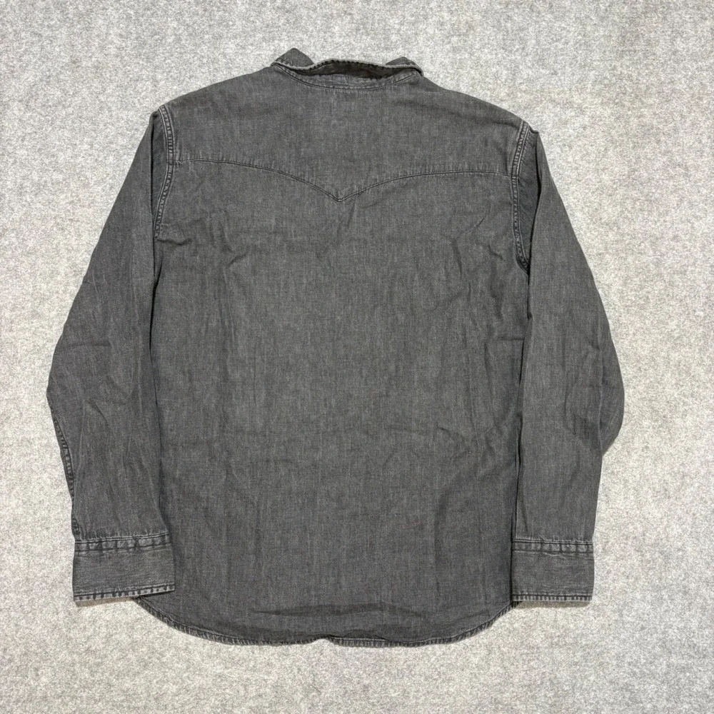 Levis Mens XL Standard Fit Western Denim Shirt Black Pearl Snap Long Sleeve